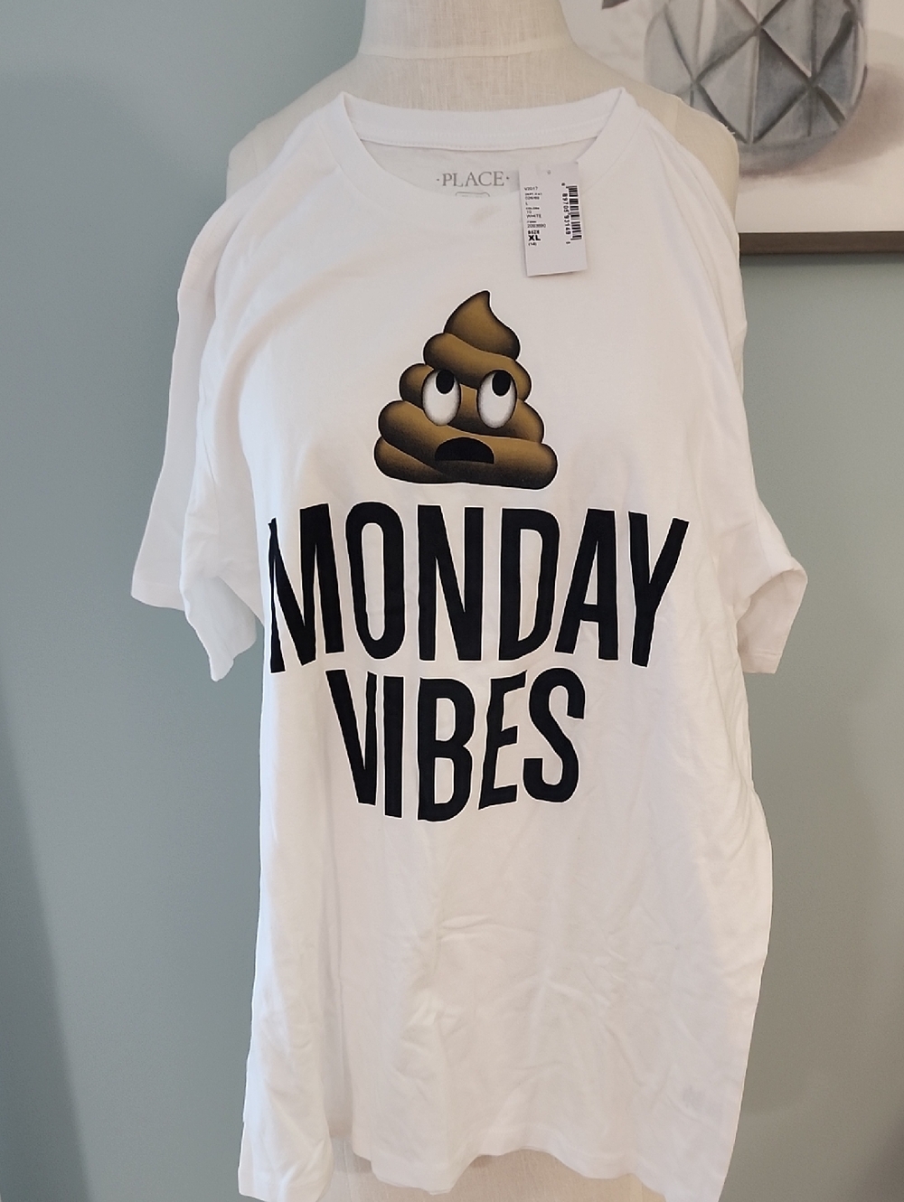The Children's Place White Graphic Tee with Poop Emoji Kids sz XL 14 - NWT